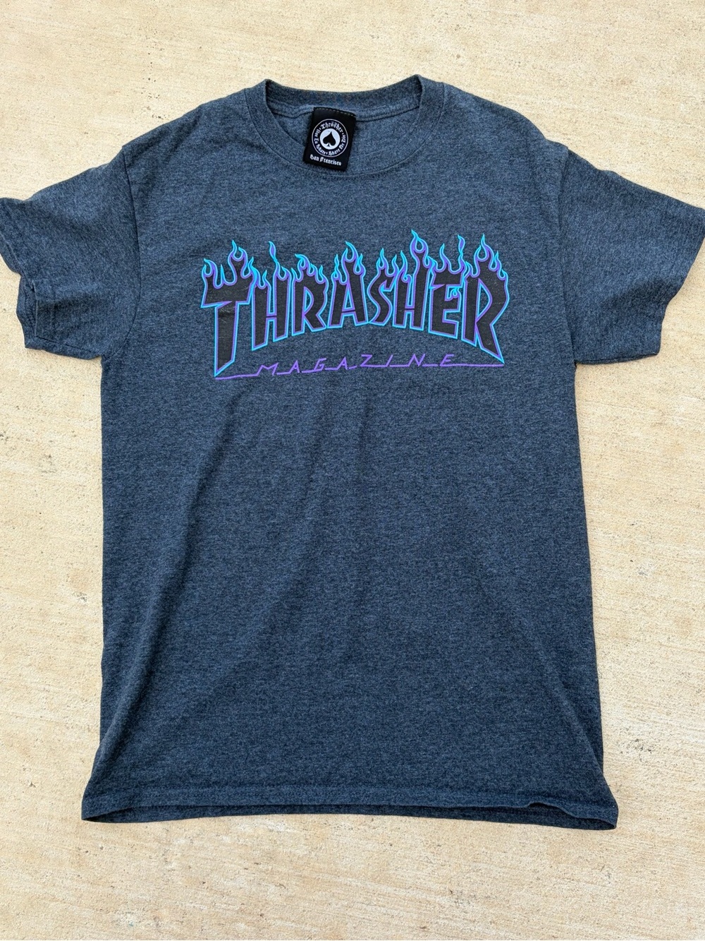 Thrasher Men's Dark Gray Logo Flame T-Shirt